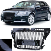Wabengrill Kühlergrill Front Grill Schwarz Glanz für Audi A3 8P 2008-2013